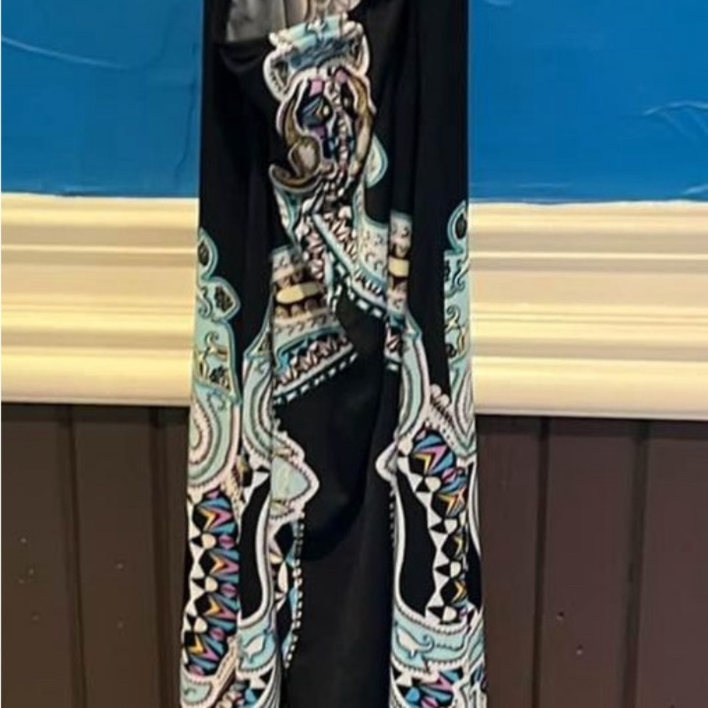 Ladies Maxi Dress Size XS Black/Turquoise - Picture 8 of 8